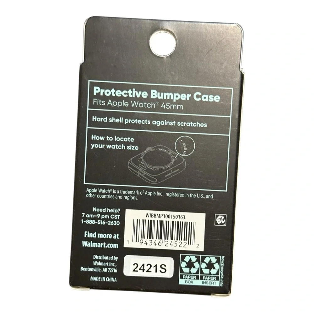Onn 45mm Clear Protective Apple Watch Bumper Case NWT